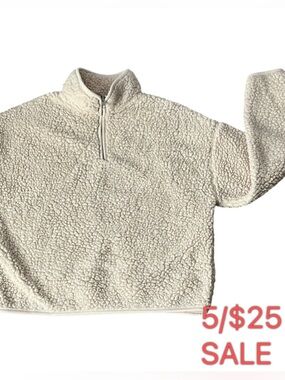 SIMONS TWIK Cozy Sherpa Fleece 1/4 Zip Pullover Cream Size Small 5/$25 Sale